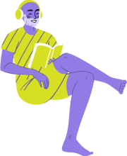 Purple man relaxing The stress reduction app BlissTrax helps you to focus