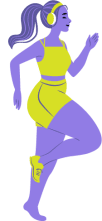 Purple woman runner BlissTrax is the transformative stress reduction app that turns your walks, runs, workouts and daily activities into moving meditation